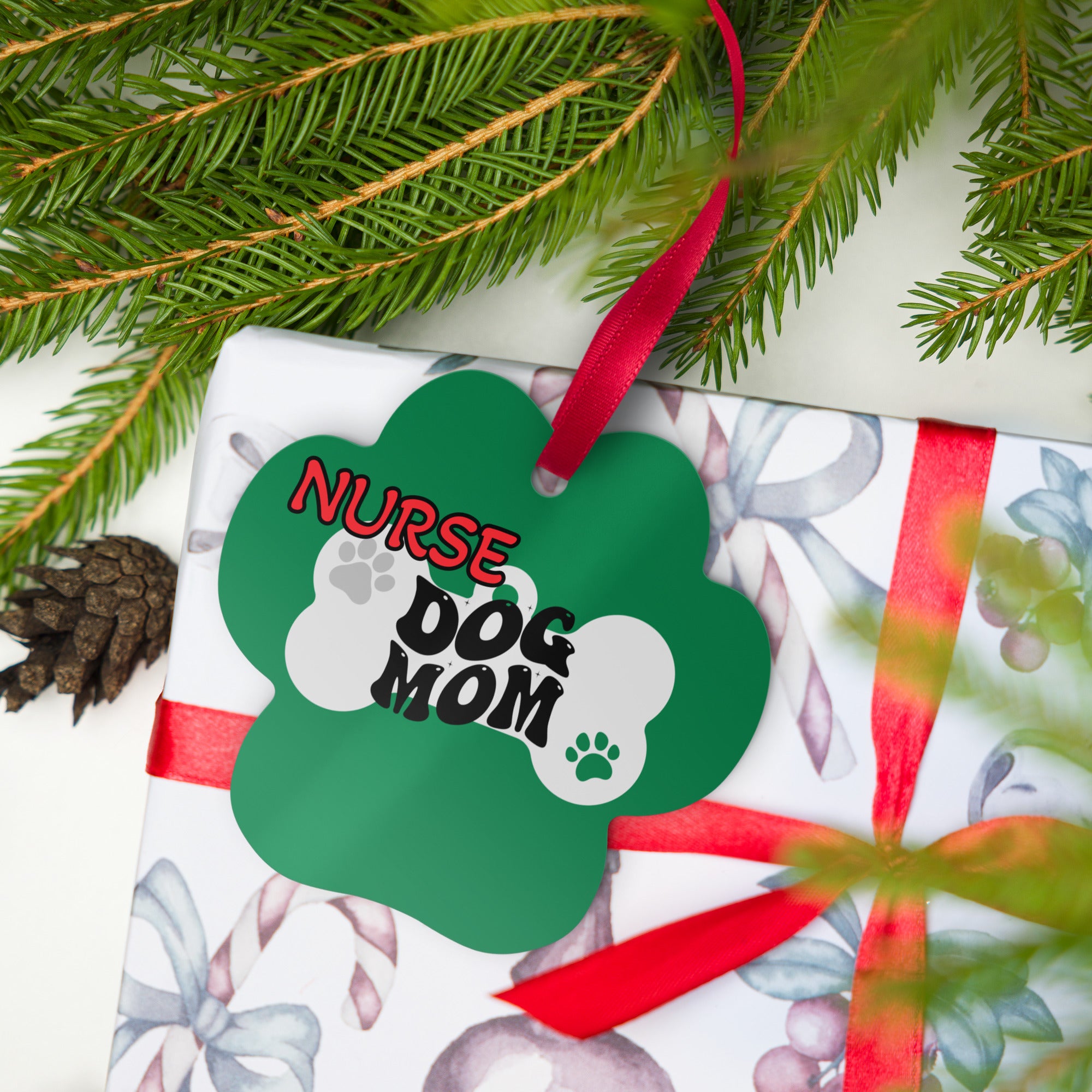 I'm Just a Nurse that loves her Dog (Dog Mom 2024) - Nurse Christmas Ornament (Metal)