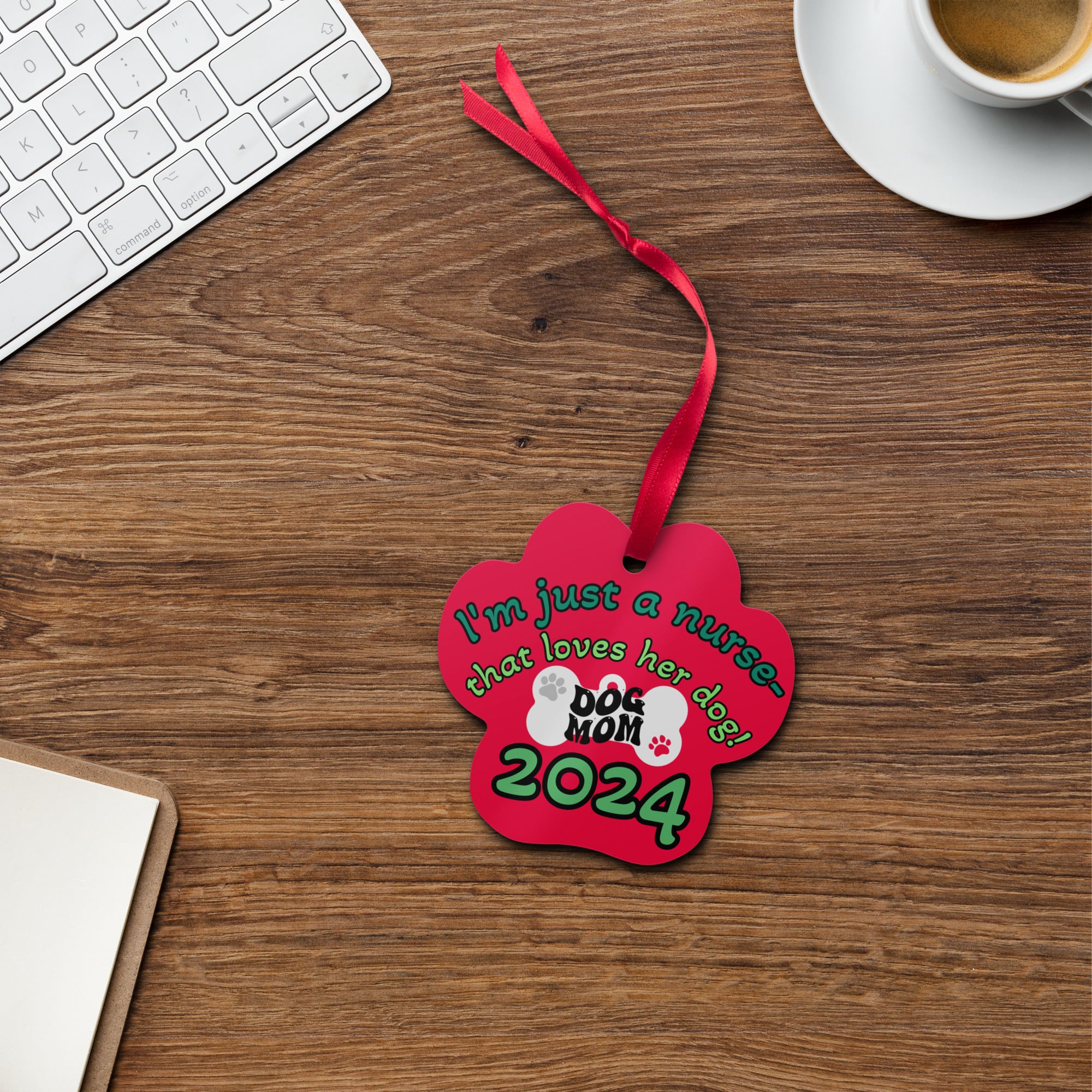 I'm Just a Nurse that loves her Dog (Dog Mom 2024) - Nurse Christmas Ornament (Metal)