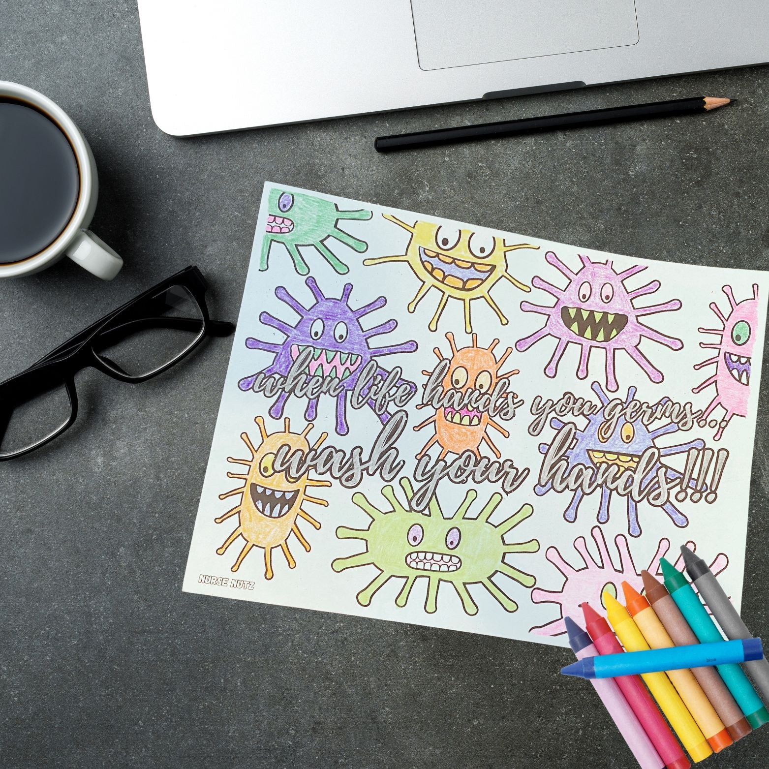 When Life Hands You Germs: Wash Your Hands! - Nurse Coloring Sheet